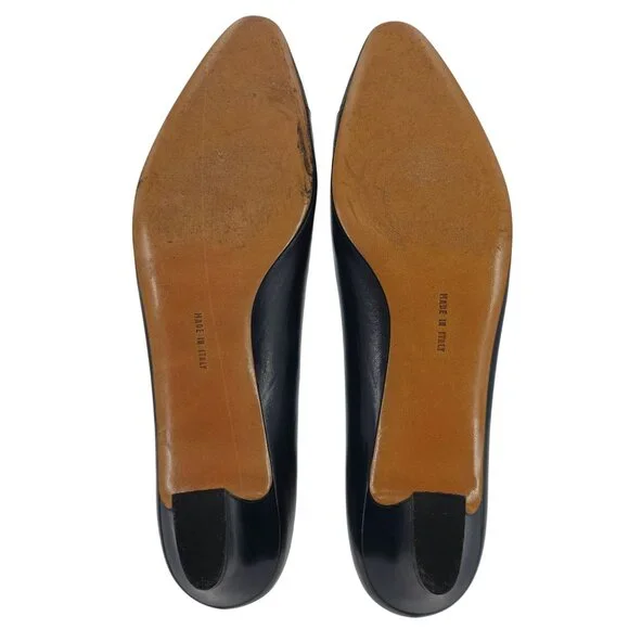 Vintage Salvatore Ferragamo Womens 9AA Navy Leather Reptile Embossed Dress Pumps - Picture 3 of 9